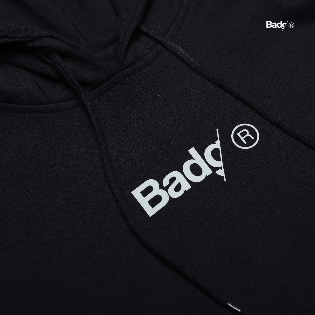 Sweater Pullover Hoodie BADG LOG Black - Image 3